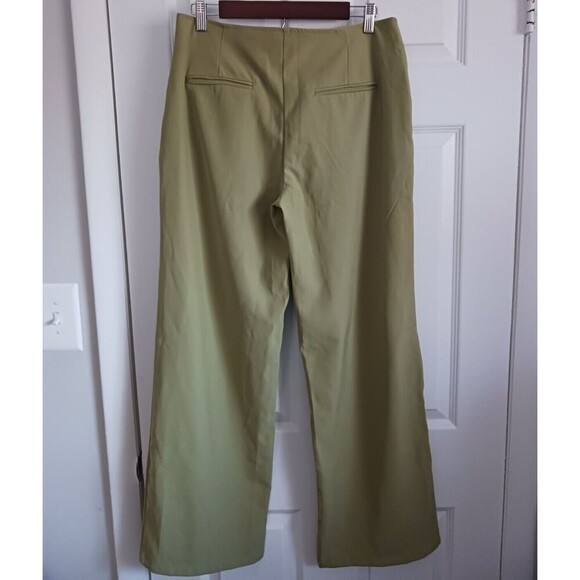 Motel Rocks Women's Sage Green High Rise Dress Pants Size M Flare Leg - Picture 2 of 4